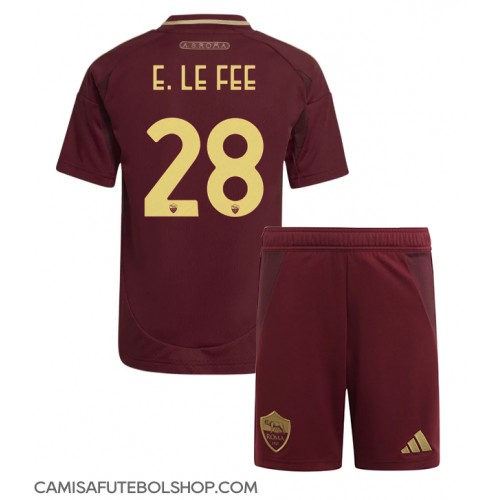 Camisa de time de futebol AS Roma Enzo Le Fee #28 Replicas 1º Equipamento Infantil 2024-25 Manga Curta (+ Calças curtas)